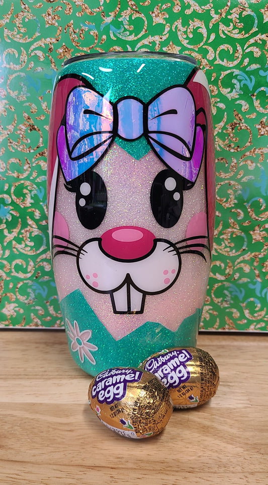 Girl Easter Bunny Turquoise and Pink 25oz