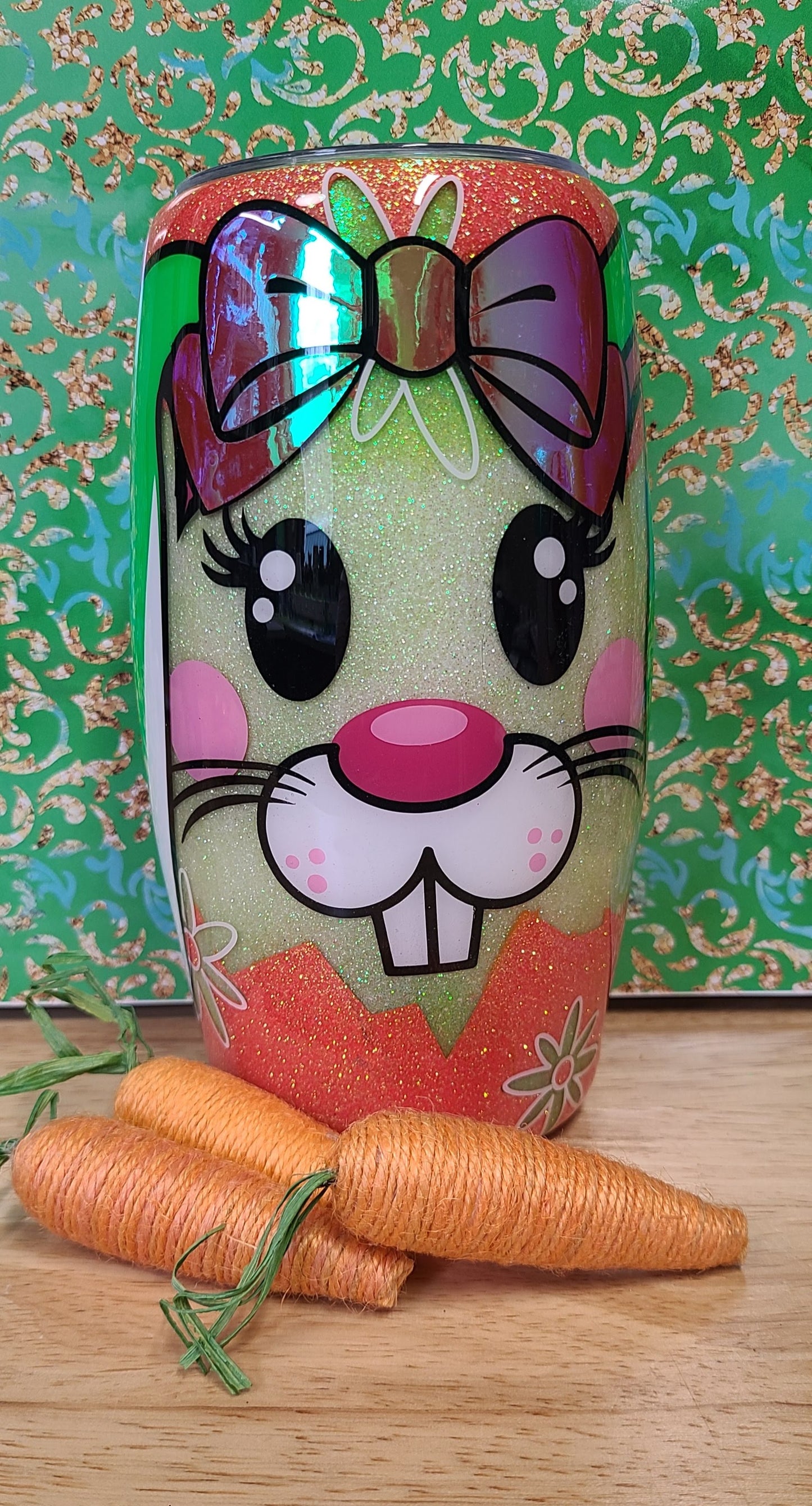 Girl Easter Bunny Orange and Green 25oz