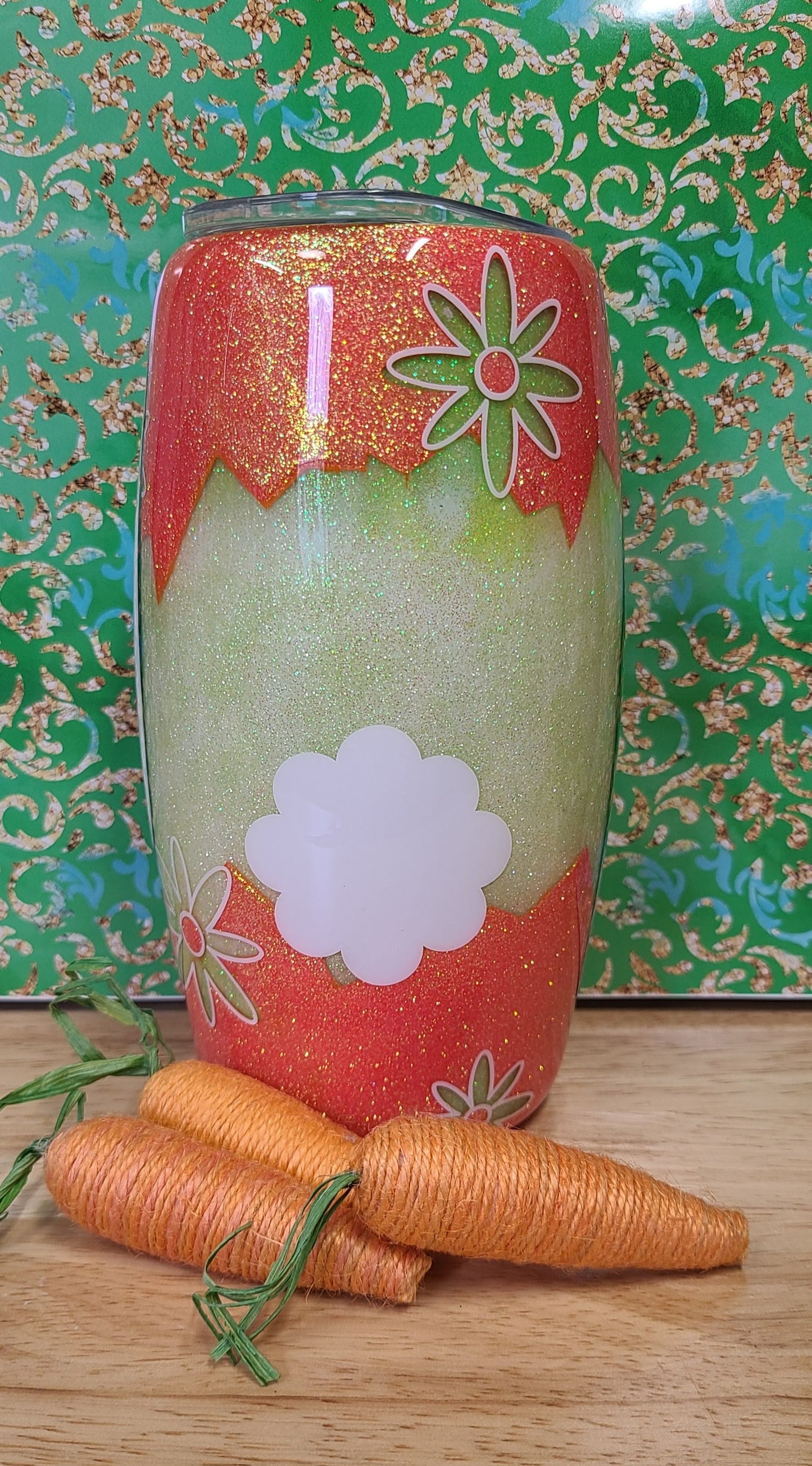 Girl Easter Bunny Orange and Green 25oz