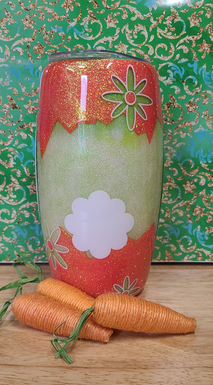 Girl Easter Bunny Orange and Green 25oz