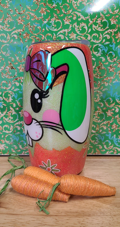 Girl Easter Bunny Orange and Green 25oz