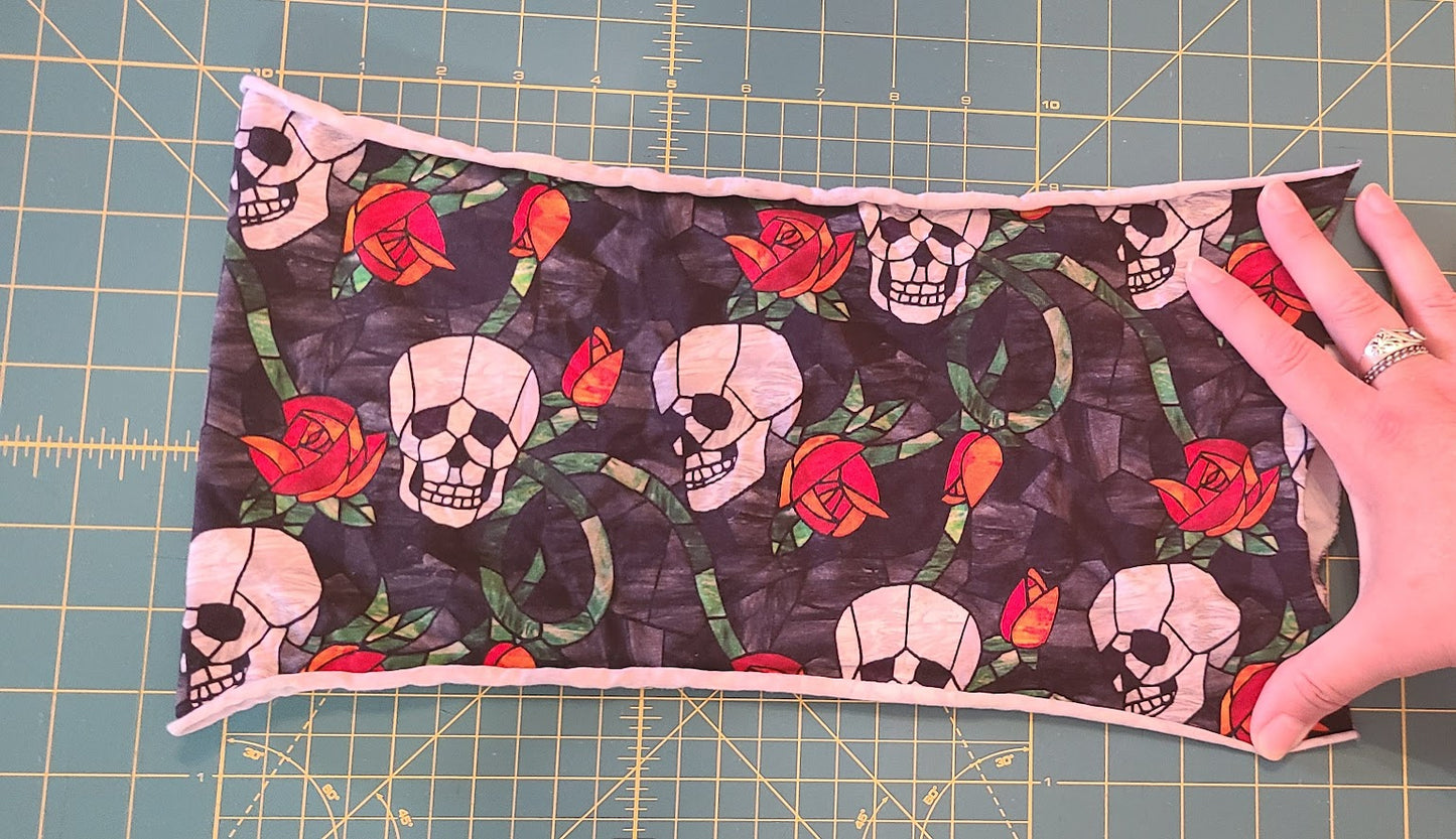 Stained Glass Skull and Roses Custom Fabric CL 9x14 Cup Cut