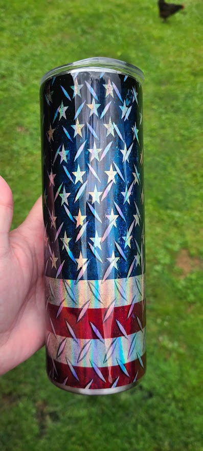 Diamond Plate American Flag Holographic 20oz