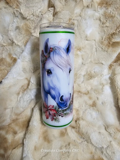 White Christmas Horse 20oz